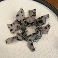 Elegant mesh bow hair clip with black spots and sparkling rhinestones for women - Gray