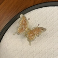 Eleganter Gold Schmetterling Haarklammer mit Champagner Kristallen und hohlen Flügeln - Champagner