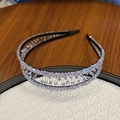 Luxurious double-layered crystal headband with shimmering rhinestones and black frame - Purple