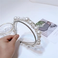 Elegante diadema de doble capa con filas de perlas blancas y pedrería brillante - Estilo de Varias Capas de Perlas y Diamantes de Imitación