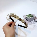 French vintage headband with golden clock charms and inlaid rhinestones for women - Clock Style