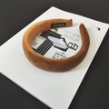 Vintage brown velvet padded headband with a handmade label on minimalist magazine - 1# Velvet Coffee