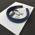 Padded velvet headband in navy blue with handmade label on modern simplicity book - 1# Velvet Navy Blue