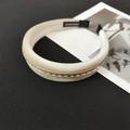 Elegant beige velvet padded headband featuring sparkling rhinestones and handmade detail - 3# Velvet Rhinestone Beige