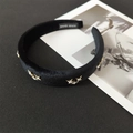 Black velvet padded headband featuring crystal gold stars and a handmade label detail - 4# Star Rhinestone Black