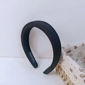 Padded black satin sponge headband with textured fabric and handmade label - 6# Fabric Black