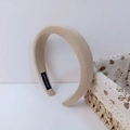 Padded beige satin sponge headband with high crown design and handmade woven label - 6# Khaki