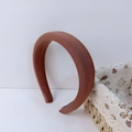Padded brick red sponge headband with twill fabric texture for high volume hair style - 6# Wavy Coffee