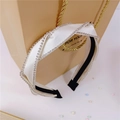 Sparkling rhinestone white satin headband with a twisted knot design for stylish hair - White