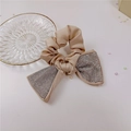 Elegante elastico per capelli champagne con fiocco e strass scintillanti per donna - Cachi