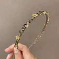Elegante cerchietto con perline dorate, cristalli e strass in stile minimalista - Grigio