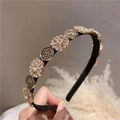 Cerchietto vintage francese con quadranti di orologio e strass su velluto nero - Tema Orologio