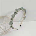 Cerchietto per capelli in cristallo stile francese con perline sfaccettate grigio-verdi - Verde mela