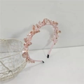Elegante cerchietto per capelli con grandi cristalli rosa e raffinata lavorazione a mano - Rosa