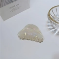 French retro acetate hair claw clip in iridescent pearlescent white for women - 7cm / Small Triangle Bead