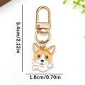 Süßer Emaille-Corgi-Hunde-Schlüsselanhänger in Orange-Weiß mit vergoldetem D-Ring - Gelb Und Weißer Corgi (ER1913)