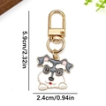 Schlüsselanhänger Schnauzer aus Goldlegierung mit Emaille-Finish und Größenangaben - Grau-Weißer Emaille-Schnauzer Stil