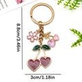 Herz-Kirsch- und Sakura-Schlüsselanhänger in Goldoptik mit rosa Glitzerdetails - Rosa Violett Emaille Strass Kirsche Sakura