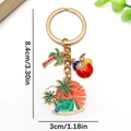 Tropischer Schlüsselanhänger mit Kokosnuss-Sonnenuntergang und Palmenanhänger - Orangener Kokospalmen-Zelt-Stil (ER1901)