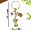 Golden keychain with coffee cup, bean, and brown poodle charm, length 8.6cm 3.38in - Brown Dog Coffee Bean Style (ER1912)