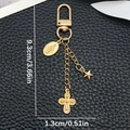 Porte-clés doré avec médaille de la Vierge, étoile et croix évidée sur cuir noir - Style Croix Pentagramme (ER1879)