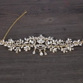 Eleganter goldener Brautkopfschmuck mit Strasssteinen und tropfenförmigem Kristall - Gold
