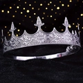 Elegant silver alloy princess tiara with vintage intricate floral metal engravings - Antique Silver