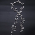 Macro detail of handmade silver bridal hair vine with white pearls and sparkling rhinestones - 1.5m / Silver
