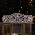 Couronne de mariée élégante en argent avec strass brillants pour accessoires de mariage - K Blanc/Argent