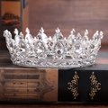 Squisita corona da sposa placcata in argento con strass e cristalli a forma di pera - Argento / Zirconia Bianca