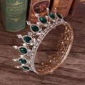 Couronne dorée vintage avec cristaux vert émeraude et strass étincelants - Or / Vert