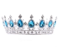 Couronne argentée élégante avec strass bleus en goutte et cristaux pour mariées - Base Argent Strass Bleu Lac