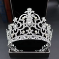 Tiara di cristallo argento con perle bianche e strass scintillanti in scatola regalo - Argento
