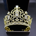 Corona dorata elegante con perle e cristalli scintillanti in portagioie nero - Oro (Strass Bianco)