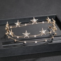 Eleganter goldener Braut-Haarreif mit mehrlagigen Sternen und funkelnden Kristallsteinen - Gold