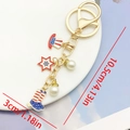 Patriotic hat and boot keychain with pearls for Independence Day gift charms - Hat & Boots Pearl (ER1665)