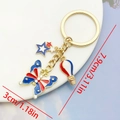 USA flag themed hot air balloon and butterfly keychain in red white blue enamel - Hot Air Balloon & Star (ER1659)