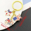 Portachiavi USA con ciondoli in smalto del 4 luglio e dimensioni del prodotto - Stile Bandiera USA Stella Oro Blu (ER1671)