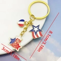 Portachiavi 4 luglio con cuore e stelle smaltate a stelle e strisce e finitura oro - Stile Cuore Bandiera Oro Blu (ER1674)