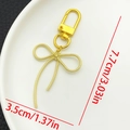 Golden bow ribbon metal keychain for bag accessories with 7.7cm size measurement - Rope Texture Bowknot Style (LS575) / Gold