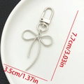 Silver bow keychain accessory with snake chain tassels and lobster clasp for bags - Rope Texture Bowknot Style (LS576) / Silver