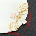 Detailed size view of bunny cherry blossom keychain with 8.5cm length measurement - Flower Rabbit (ER1728)