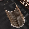 Voile de mariée chinois classique avec chaînes dorées, perles et gouttes de cristal - Style Doré (GZ1624)