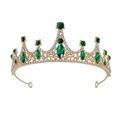 Detail of gold alloy bridal crown with emerald green gems and sparkling rhinestones - Gold Green