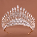 Lussuosa corona da sposa dorata con strass scintillanti e pietre di marquise - Oro Zircone Bianco