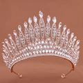 Elegante tiara da sposa in oro rosa con punte di cristallo e strass con taglio marquise - Oro Rosa/Zirconia Bianca
