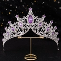 Tiara da sposa in argento con strass viola e motivi floreali per matrimoni - Argento Pietra Viola