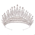 Diadème de mariée de luxe avec strass étincelants et cristaux sur monture argentée - Argent