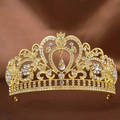 Dettaglio di corona nuziale barocca dorata con motivo a cuore e cristallo a goccia - Oro