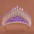 Couronne de mariée dorée avec d'élégants cristaux violets marquises et des diamants - Base Or Strass Violet